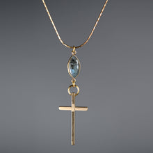 Load image into Gallery viewer, Brass Cross on w/ Semi Precious on an Adjustable Chain
