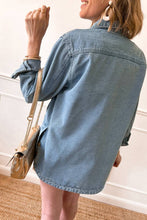 Load image into Gallery viewer, Denim Buttoned Pocketed Jacket: Dusk Blue
