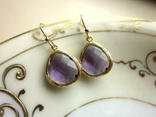 Load image into Gallery viewer, Amethyst Earrings Gold Purple
