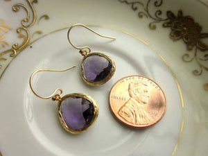 Amethyst Earrings Gold Purple