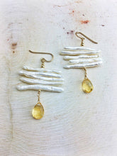 Load image into Gallery viewer, Freshwater Pearl 14k Gold Filled Citrine Drops
