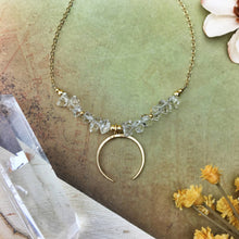 Load image into Gallery viewer, Herkimer Diamond 14k Gold Fill Crescent Chain
