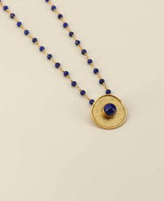 Load image into Gallery viewer, Gold Plated Lapis Gemstone Fluid Necklace
