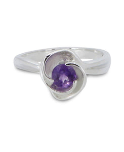 Tranquility Swirl Amethyst Sterling Silver Floral Ring: Size 7