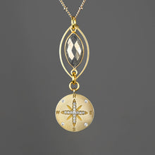 Load image into Gallery viewer, Compass w/ Stones and Semi Precious Marquise Necklace: Labradorite
