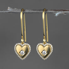 Load image into Gallery viewer, Small Vintage Heart w/ Tiny Crystals Earrings ~ Valentines
