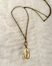 Load image into Gallery viewer, Bronze Gold Mary Necklace with Swarovski B
