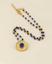 Load image into Gallery viewer, Gold Plated Lapis Gemstone Fluid Necklace
