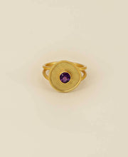 Load image into Gallery viewer, Gold Plated Amethyst Fluid Ring: 7

