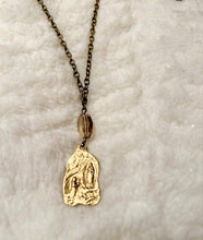 Load image into Gallery viewer, Bronze Gold Mary Necklace with Swarovski B
