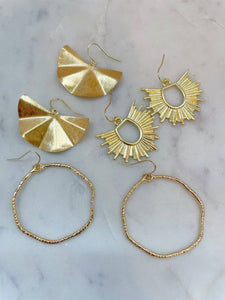 Gold Statement Earrings, Everyday Earrings, Hoop Earrings: Round hollow