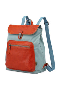 Valley Trail Coated Canvas Backpack: Pink, blue,navy