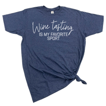 Load image into Gallery viewer, WINE TASTING IS MY FAVORITE SPORT T-SHIRT: MED / HEATHER RED BLK INK
