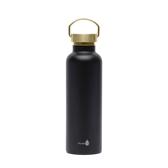 Black with Gold Top Insulated Water Bottle- 24 Oz