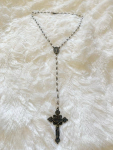 Pearl Crucifix Rosary Necklace