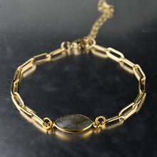 Load image into Gallery viewer, Paperclip Chain Bracelet with Semi Precious (Labradorite)
