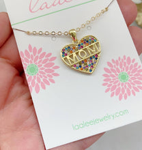 Load image into Gallery viewer, Mom Necklace, Heart Necklace, Heart Pendant Mothers Day Gift: 18&quot;
