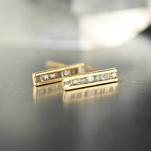 Load image into Gallery viewer, Small Brass Stone Pave Bar Studs

